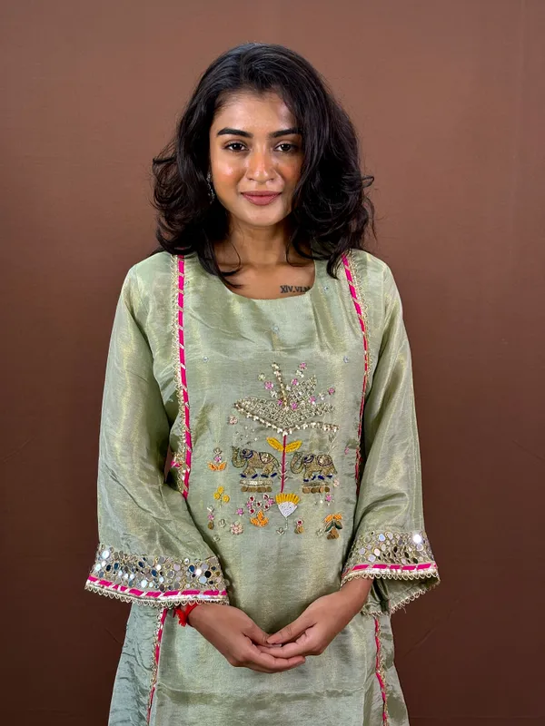 Sage_Green_Embroidered_Kurta_Set_With_Floral_Detailing_And_Pink_Trim