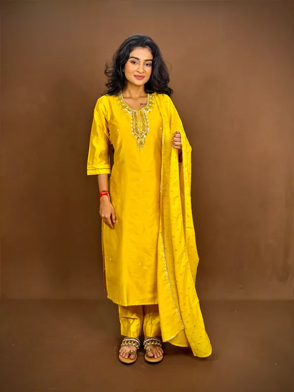 Yellow_Embroidered_Kurta_Palazzo_Set_With_Dupatta