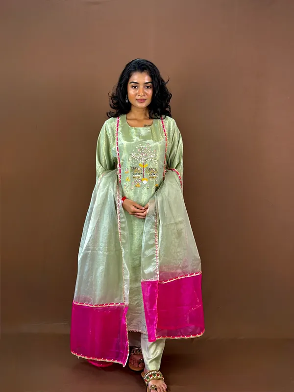 Sage_Green_Embroidered_Kurta_Set_With_Floral_Detailing_And_Pink_Trim