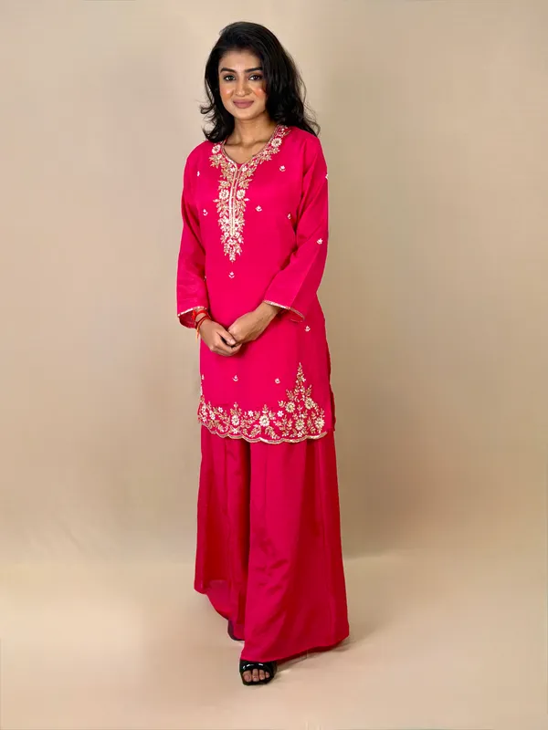 Pink_Embroidered_Kurta_Palazzo_Set_For_Women