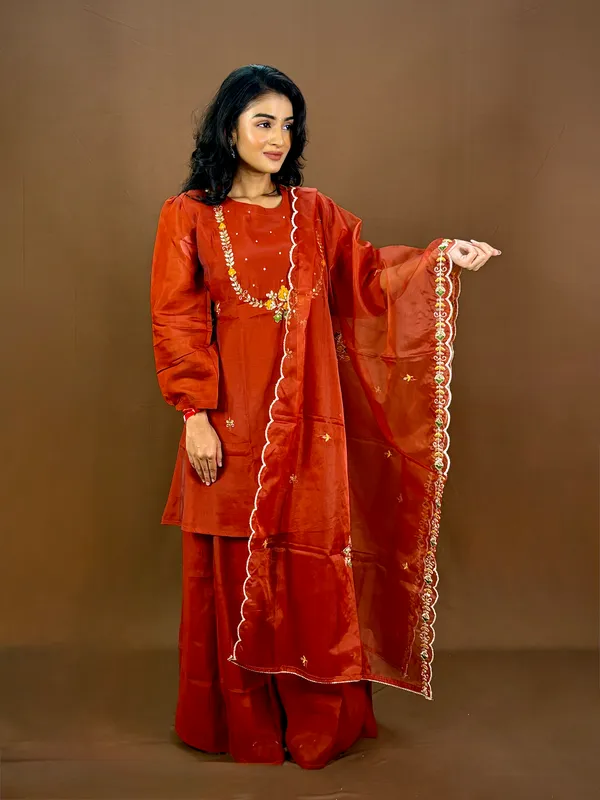 Orange_Embroidered_Sharara_Suit_Set_With_Dupatta