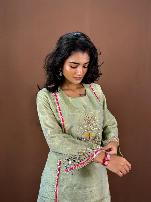 Sage_Green_Embroidered_Kurta_Set_With_Floral_Detailing_And_Pink_Trim