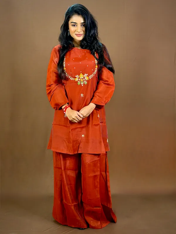 Orange_Embroidered_Sharara_Suit_Set_With_Dupatta