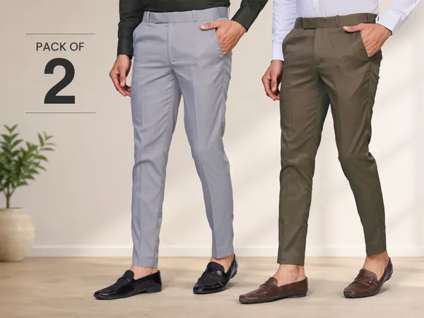 Brown_And_Light_Grey_Cotton_With_Viscose_Flexi_Waist_Formal_Pant_Men_(Pack_Of_2)