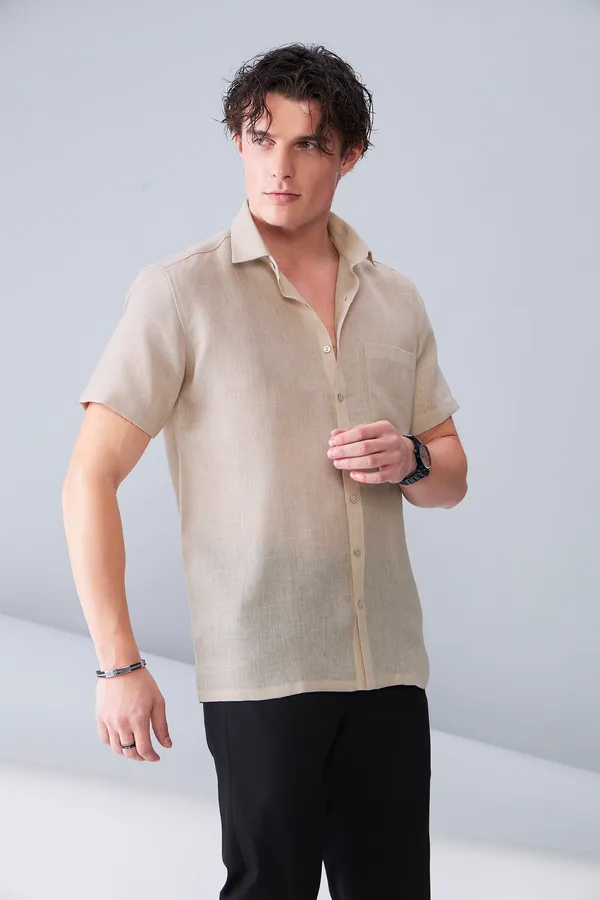 Blue_And_Beige_Premium_Organic_Linen_Relaxed_Fit_Shirt_For_Men_(Pack_Of_2)