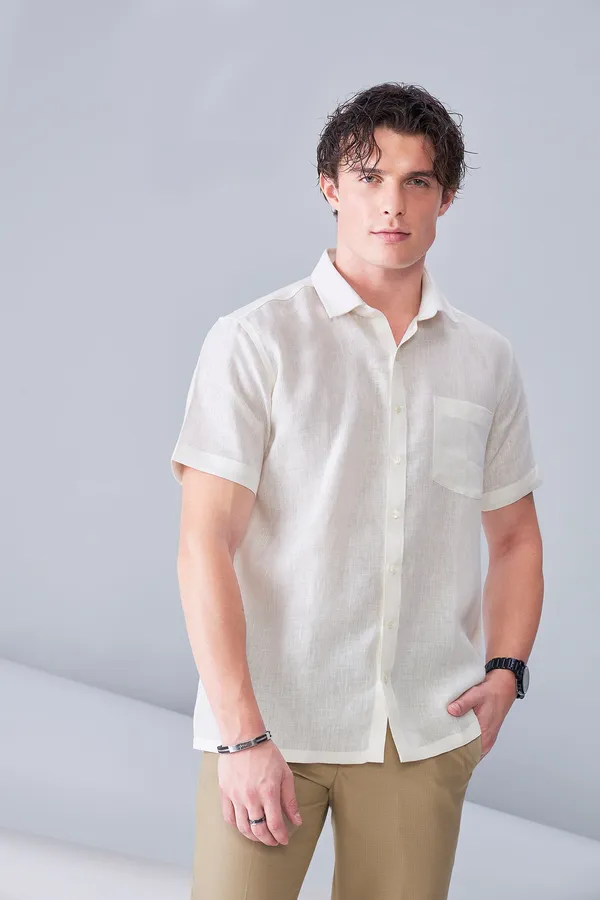 Cream_And_Beige_Premium_Organic_Linen_Relaxed_Fit_Shirt_For_Men_(Pack_Of_2)