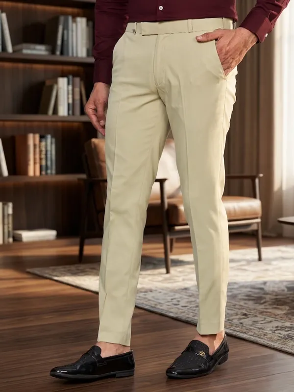 Beige_Cotton_With_Viscose_Flexi_Waist_Formal_Pant_For_Men