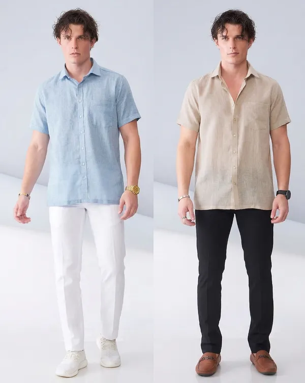 Blue_And_Beige_Premium_Organic_Linen_Relaxed_Fit_Shirt_For_Men_(Pack_Of_2)