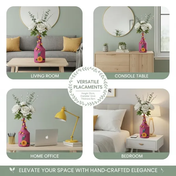 Arts_Impex_Pink_Bottle_Shaped_Metal_Flower_Vases_Handcrafted_Vases_With_Floral_Butterfly_Design_Powder_Coated