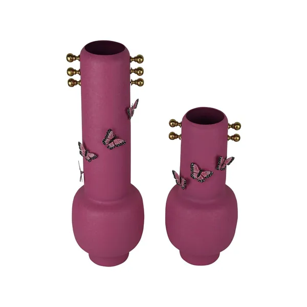 Set_Of_2_Metal_Flower_Vases_Matte_Powder_Coated_With_Floral_Motifs_Handcrafted_Table_Floor_Vases