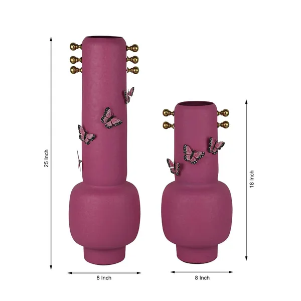 Set_Of_2_Metal_Flower_Vases_Matte_Powder_Coated_With_Floral_Motifs_Handcrafted_Table_Floor_Vases