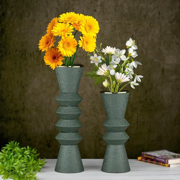 Arts_Impex_Decorative_Metal_Flower_Vases_Set_Of_2_Powder_Coated_Table_Centerpieces_For_Home_Office_Gifting_Green