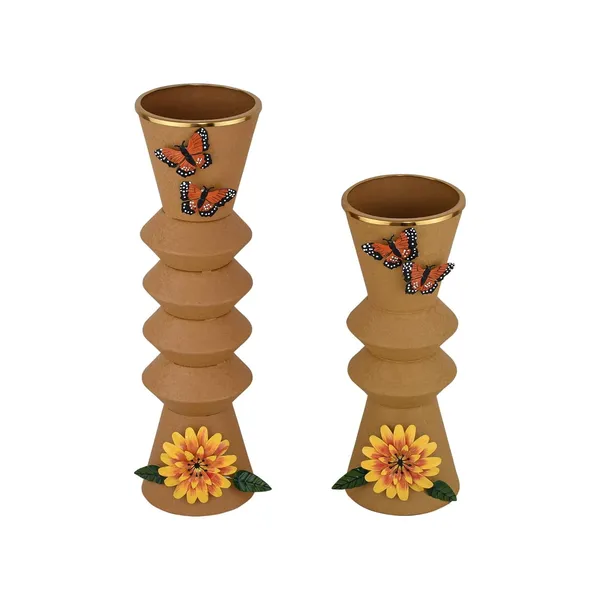 Arts_Impex_S_2_Decorative_Flower_Vases_Yellow_Powder_Coated_Metal_Tabletop_Centerpieces_For_Home_Office_Gifting