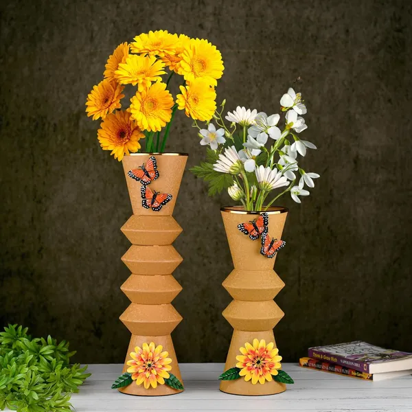 Arts_Impex_S_2_Decorative_Flower_Vases_Yellow_Powder_Coated_Metal_Tabletop_Centerpieces_For_Home_Office_Gifting