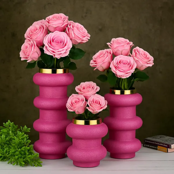 Arts_Impex_Metal_Flower_Vases_Set_Of_3_Handcrafted_Powder_Coated_Decorative_Vases_Table_Shelf_Accent_Pieces_For_Home_Decor_Pink