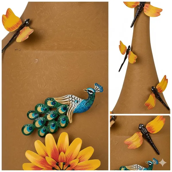 Arts_Impex_Yellow_Bottle_Shaped_Metal_Flower_Vases_Handcrafted_Vases_With_Floral_Butterfly_Design_Powder_Coated