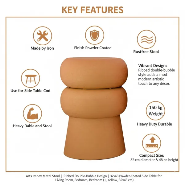 Arts_Impex_Metal_Stool_Ribbed_Double_Bubble_Design_Powder_Coated_Side_Table_For_Living_Room_Bedroom