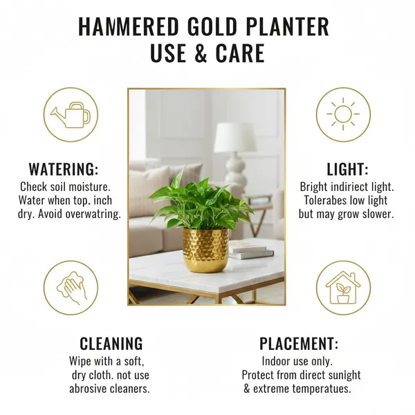 Hammered_Textured_Metal_Decorative_Planter_Gold_Finish_Flower_Pot_For_Indoor_Plants_Modern_Design