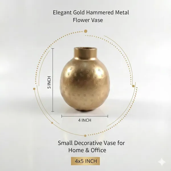 Elegant_Gold_Hammered_Metal_Flower_Vase_Decorative_Vase_For_Home_Office