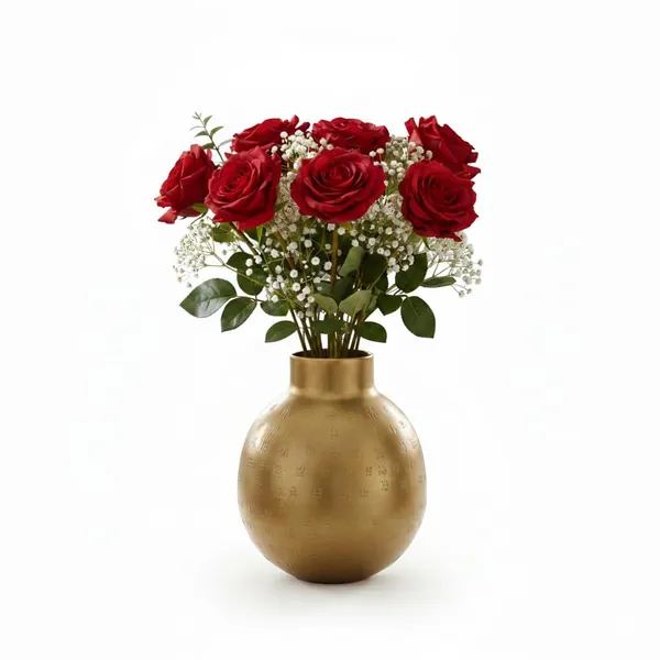 Elegant_Gold_Hammered_Metal_Flower_Vase_Decorative_Vase_For_Home_Office