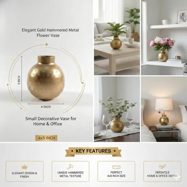 Elegant_Gold_Hammered_Metal_Flower_Vase_Decorative_Vase_For_Home_Office