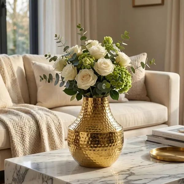 Hammered_Iron_Vase_With_Gold_Finish_Decorative_Flower_Vase_For_Living_Room