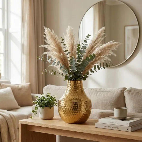 Hammered_Iron_Vase_With_Gold_Finish_Decorative_Flower_Vase_For_Living_Room
