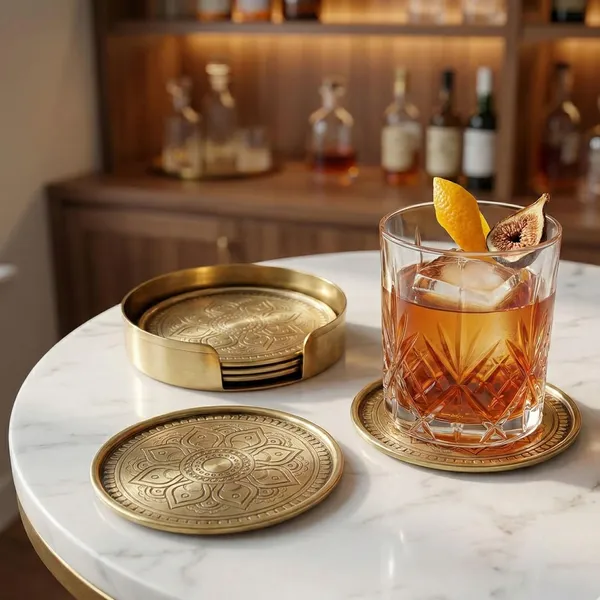 Brass_Tea_Coasters_Set_Of_4_With_Holder_Golden_Heat_Resistant_Premium_Tabletop_Decor