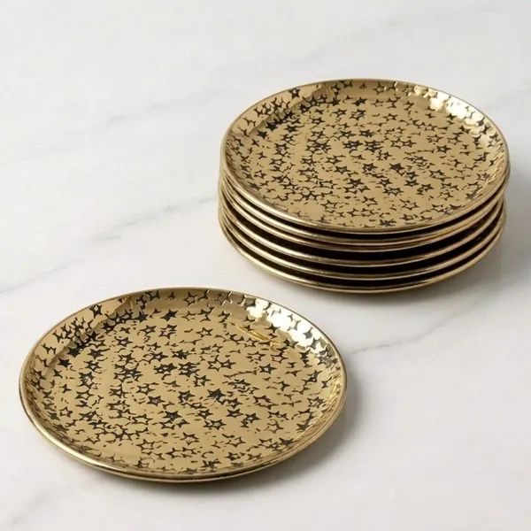 Elegant_Etched_Star_Gold_Coaster_Set_Premium_Aluminium_With_Gold_Plated_Finish_Hammered_Texture_Diameter_Set_Of_6