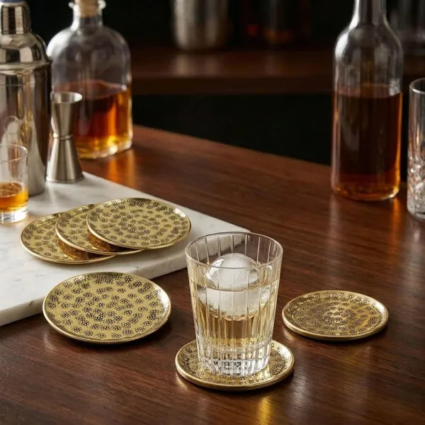 Set_Of_6_Hammered_Brass_Casted_Coasters_Gold_Finish_Round_Drink_Coaster_Set_With_Textured_Surface_Premium_Metal_Coasters_For_Glasses_Cups_Table_Protection_Luxury_Table_Decor