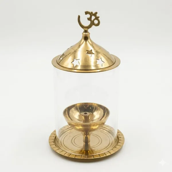 Brass_Akhand_Diya_With_Glass_Cover_And_Om_Symbol_Gold_Finish