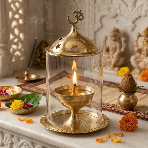 Brass_Akhand_Diya_With_Glass_Cover_And_Om_Symbol_Gold_Finish