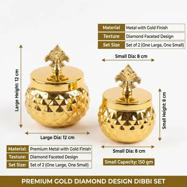 Arts_Impex_Handcrafted_Brass_Diamond_Jar_Gold_Finish_Set_Of_2