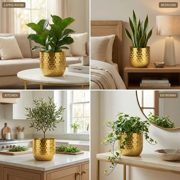 Hammered_Textured_Metal_Decorative_Planter_Gold_Finish_Flower_Pot_For_Indoor_Plants_Modern_Design