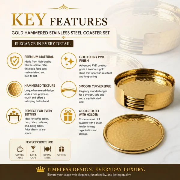 Premium_Hammered_Brass_Coasters_Shiny_Gold_Finish_Round_Height_Set_Of_4