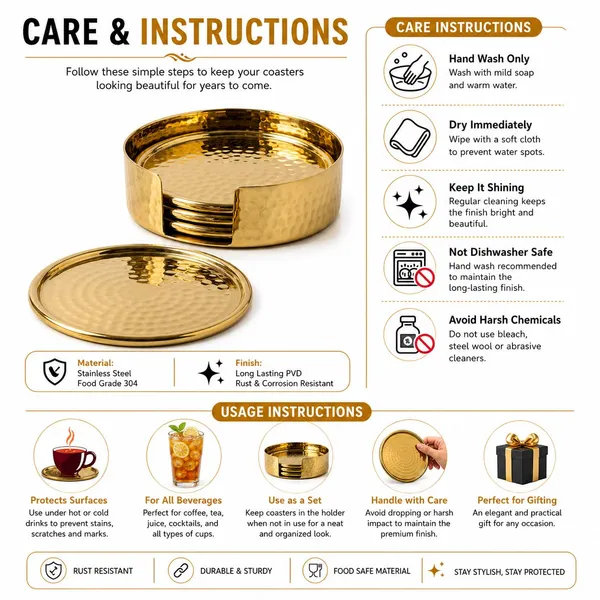 Premium_Hammered_Brass_Coasters_Shiny_Gold_Finish_Round_Height_Set_Of_4