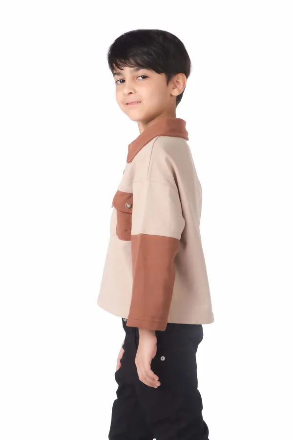Two_Tone_Collared_Shirt_With_Pocket_Beige