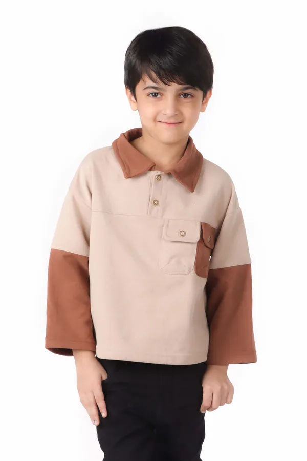 Two_Tone_Collared_Shirt_With_Pocket_Beige