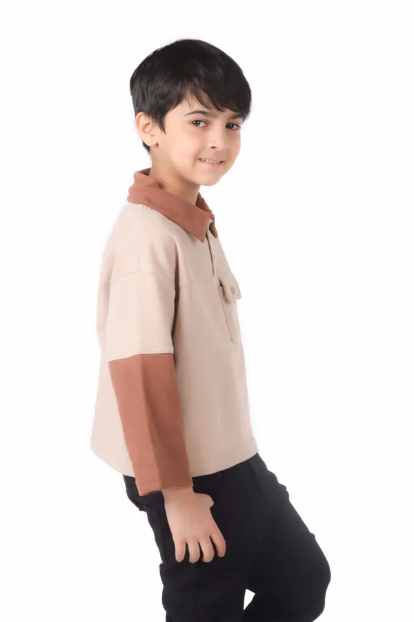 Two_Tone_Collared_Shirt_With_Pocket_Beige