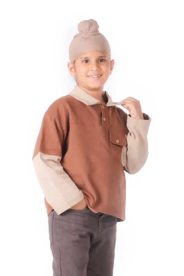 Two_Tone_Collared_Shirt_With_Pocket_Brown