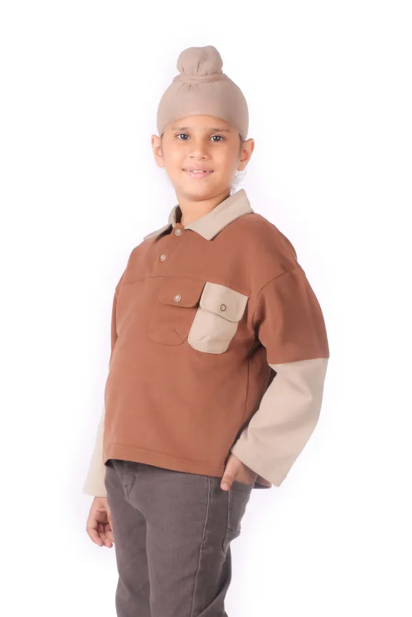 Two_Tone_Collared_Shirt_With_Pocket_Brown