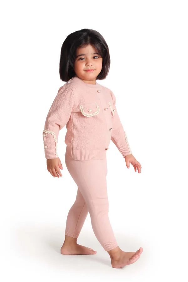 Blush_Pink_Buttoned_Knit_Cardigan_Set_Pink