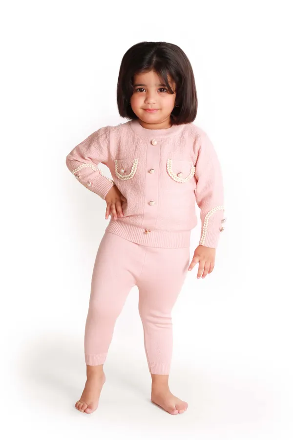Blush_Pink_Buttoned_Knit_Cardigan_Set_Pink