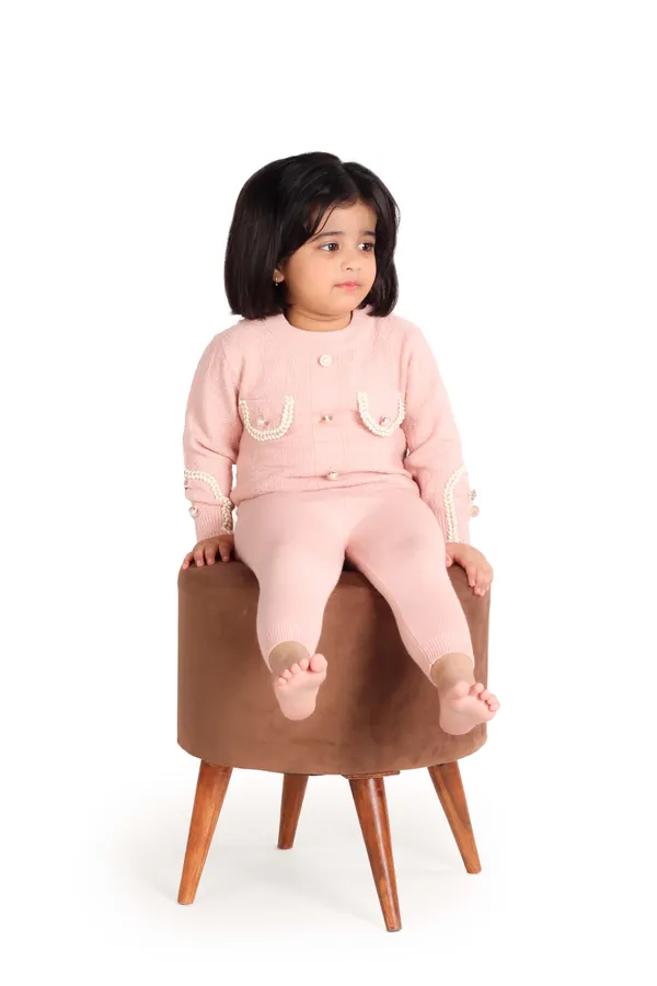 Blush_Pink_Buttoned_Knit_Cardigan_Set_Pink