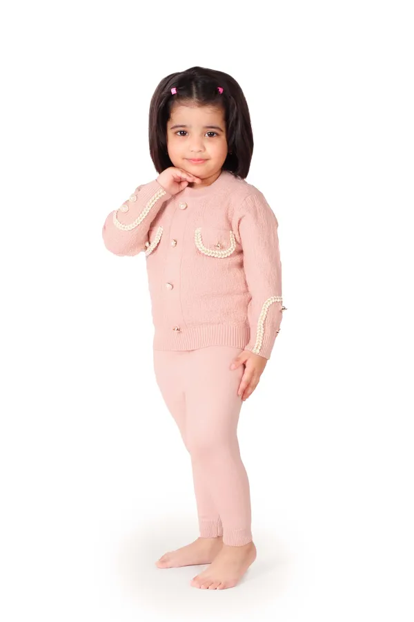 Blush_Pink_Buttoned_Knit_Cardigan_Set_Pink