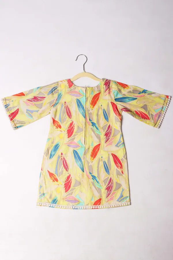 Leaf_Print_Kurti_Set_With_Dhoti_Dupatta_Modern_Ethnic_Wear_For_Girls