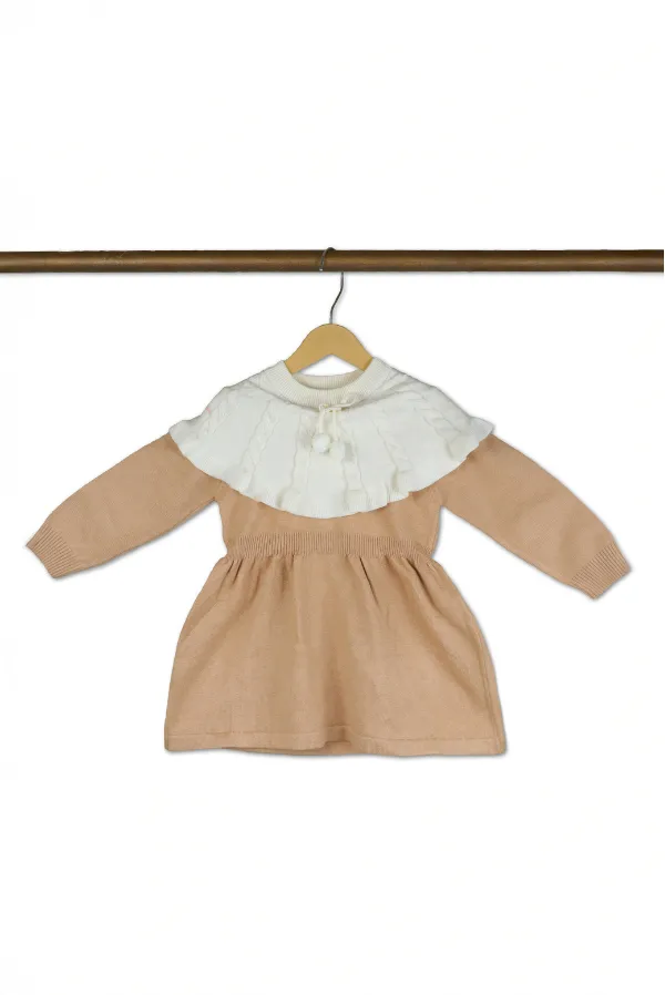 Beige_And_White_Knitted_Winter_Dress_For_Girls_Beige
