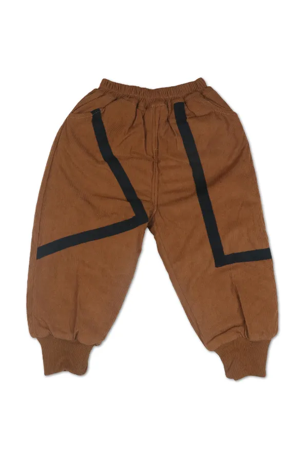 Trendy_Brown_Joggers_With_Black_Geometric_Design_And_Fleece_Lining