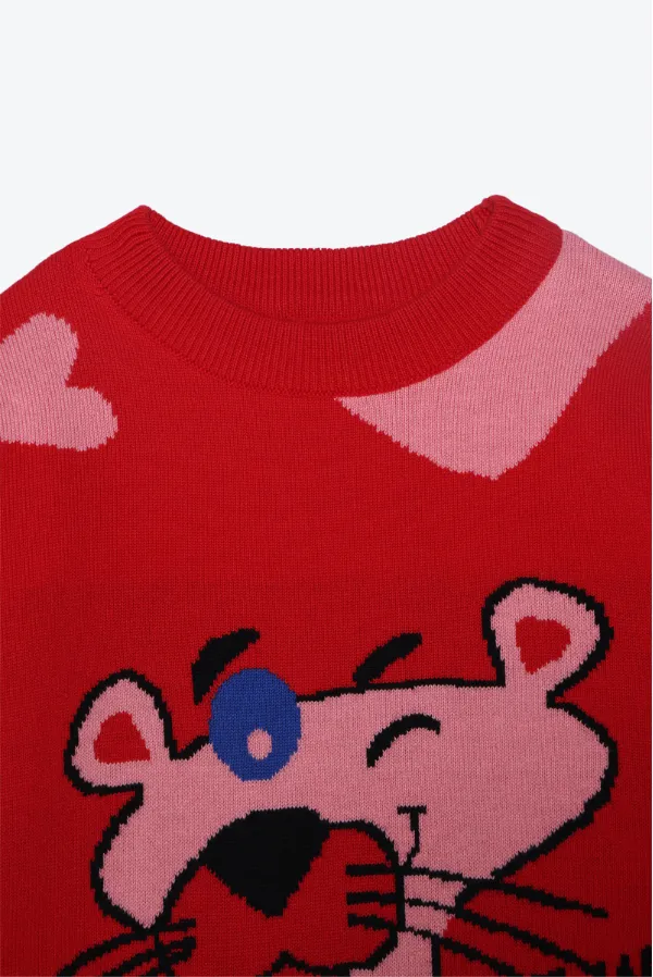 Red_Sweater_With_Playful_Pink_Panther_Design