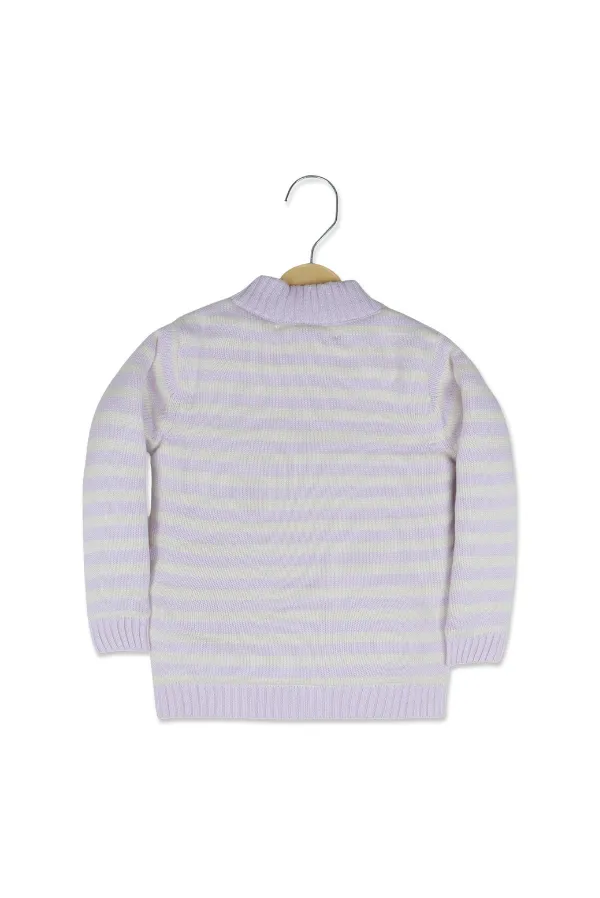 Light_Purple_Striped_Sweater_With_Rabbit_Embroidery_For_Babies